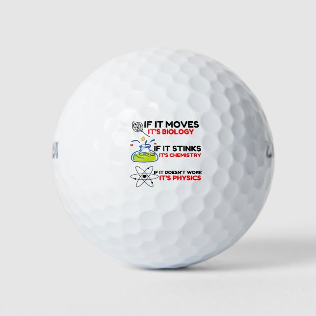 Science BIOLOGY CHEMISTRY PHYSICS Golf Balls (Front)