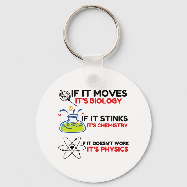 Science BIOLOGY CHEMISTRY PHYSICS Keychain (Front)