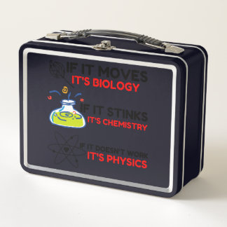 Science BIOLOGY CHEMISTRY PHYSICS Metal Lunch Box