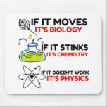 Science BIOLOGY CHEMISTRY PHYSICS Mouse Pad<br><div class="desc">chemistry,  gift,  biology,  student,  idea,  physicist,  quote,  teacher,  geek,  physics,  nerd,  saying,  funny</div>
