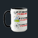 Science BIOLOGY CHEMISTRY PHYSICS Mug<br><div class="desc">Funny, cool, awesome, animals, nerd, geek, vintage, retro, sayings, gift idea, couple, love, sports</div>