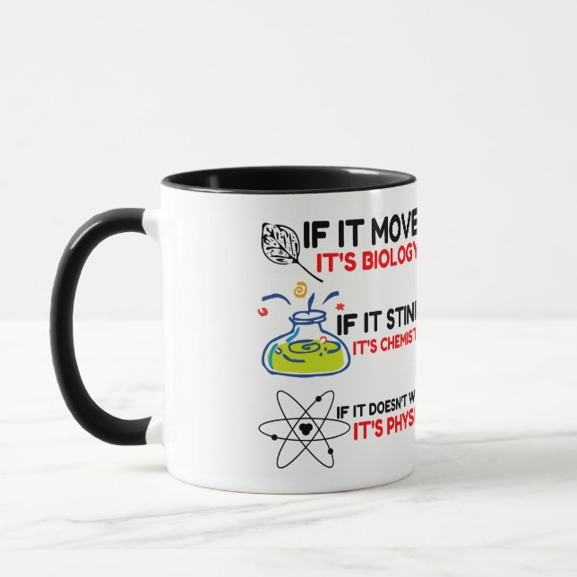 Science BIOLOGY CHEMISTRY PHYSICS Mug (Left)