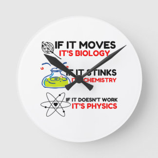 Science BIOLOGY CHEMISTRY PHYSICS Round Clock