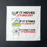 Science BIOLOGY CHEMISTRY PHYSICS Tapestry<br><div class="desc">Funny, cool, awesome, animals, nerd, geek, vintage, retro, sayings, gift idea, couple, love, sports</div>
