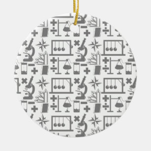 Science Biology Physics Geography Math Pattern Ceramic Ornament