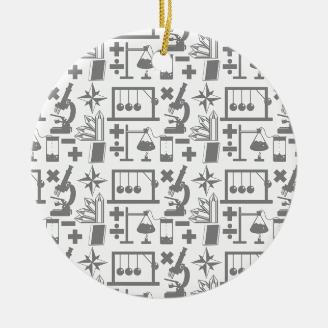 Science Biology Physics Geography Math Pattern Ceramic Ornament (Front)