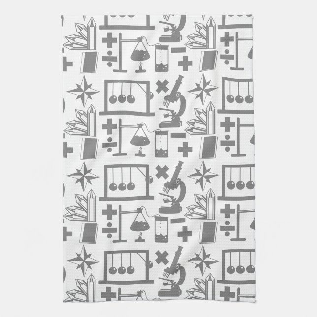 Science Biology Physics Geology Math Pattern Kitchen Towel (Vertical)