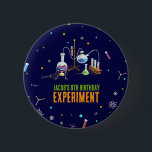 Science Birthday 2 Inch Round Button<br><div class="desc">Captivating science-themed button! Featuring a mesmerizing chemistry set design set against a deep navy background, this button is a perfect fusion of intellect and flair. The neon colours add a vibrancy, making it a standout accessory for those who appreciate science and fashion. Pin it on and let your passion for...</div>