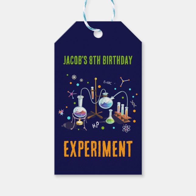 Science Birthday Invitations Gift Tags (Front)