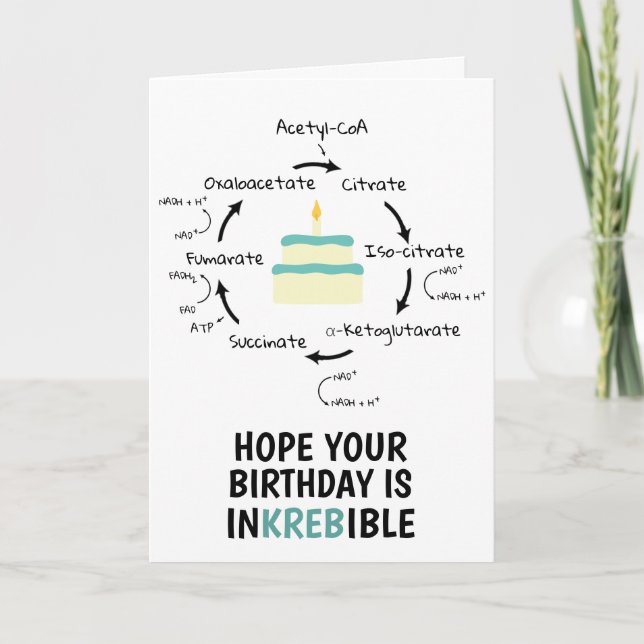 Science Birthday Kreb's Cycle Biology Cake Teacher Card (Front)