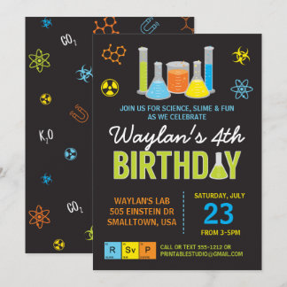 Science Birthday Party Invitation in Blue
