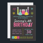 Science Birthday Party Invitation in Pink<br><div class="desc">Girls science party invitation,  perfect for your little scientists next birthday experiment.</div>