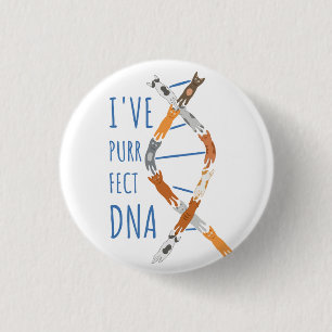 Science Cat DNA Helix I've Purr-fect DNA 1 Inch Round Button