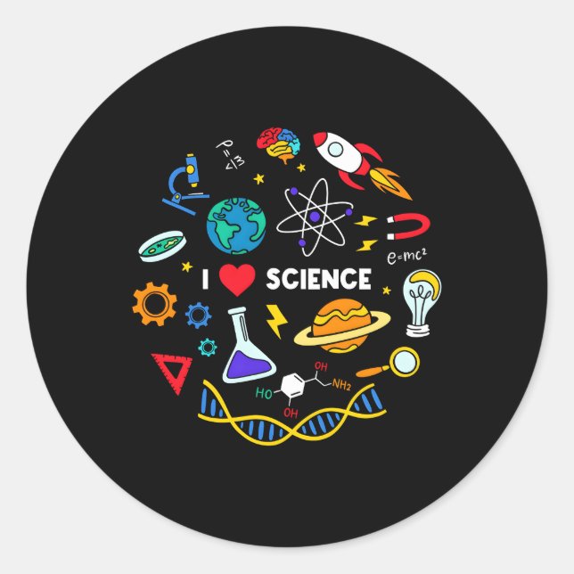 Science Chemistry Biology Physics Love Science Classic Round Sticker (Front)