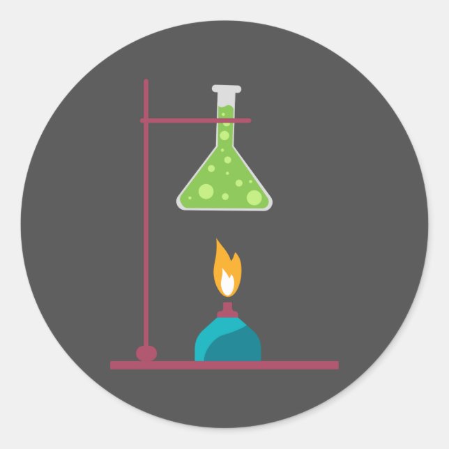 Science chemistry cute science equipment classic round sticker (Front)