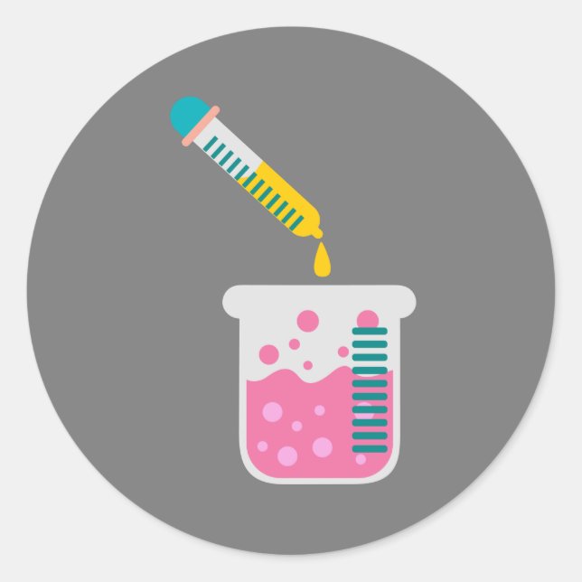 Science chemistry cute science equipment classic round sticker (Front)