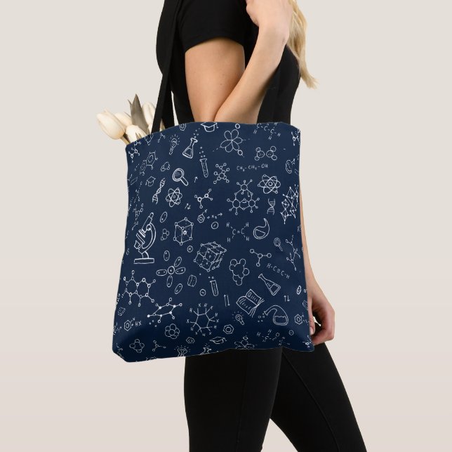 Science / Chemistry Drawing Pattern Tote Bag (Close Up)