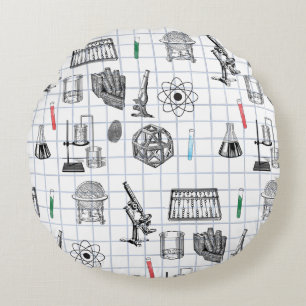 Science Chemistry Scientist Pattern Round Pillow