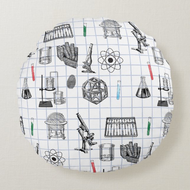 Science Chemistry Scientist Pattern  Round Pillow (Front)