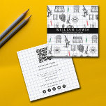 Science Chemistry Scientist QR Code Social Media Square Business Card<br><div class="desc">A science themed chemistry pattern ideal for anyone who loves science,  chemistry,  biology etc. Perfect design for science students,  science biologists,  teachers,  tutors etc. A simple and professional way to introduce your business. Personalize your details,  QR code to create your own unique business card.</div>