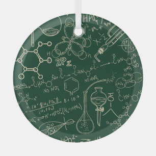 Science, chemistry, vintage laboratory pattern glass ornament