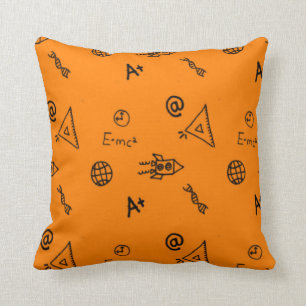 Science class on orange throw pillow