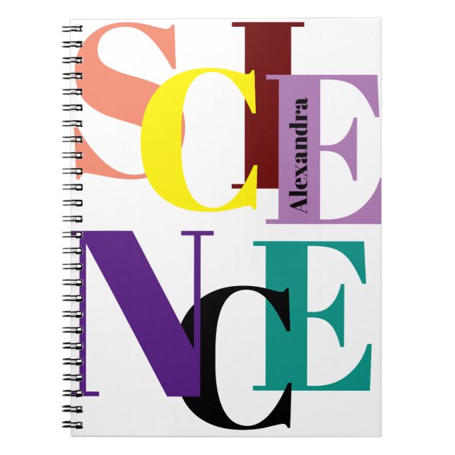 "SCIENCE" colourful personalized Notebook (Front)