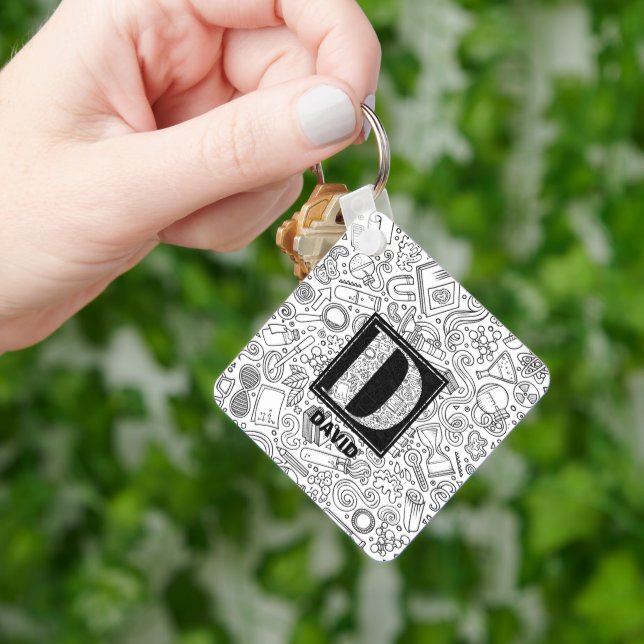 Science Custom Monogram - Letter D Keychain (Hand)