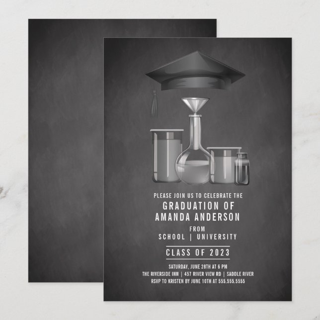 Science Degree Graduation Party Invitation (Front/Back)