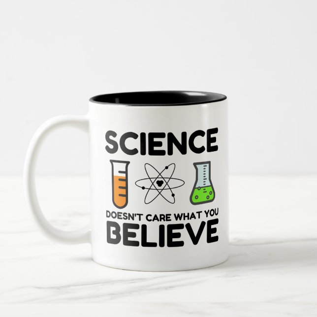 Science Doesn't Care What You Believe Two-Tone Coffee Mug (Left)