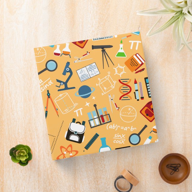 Science Doodle Pattern, Student School Supplies Binder (In Situ)