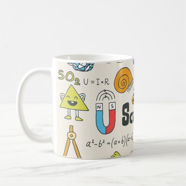 Science Doodles: Hand-Drawn School Set. Coffee Mug (Left)