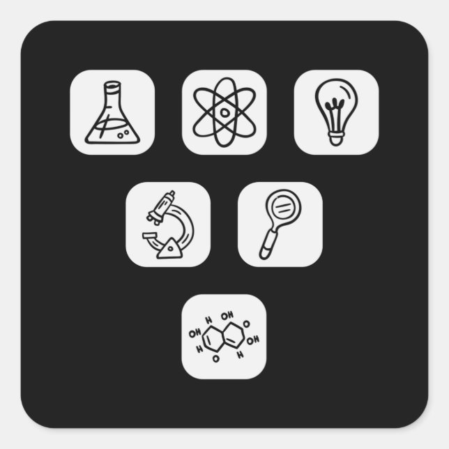 Science Elements Items Square Sticker (Front)