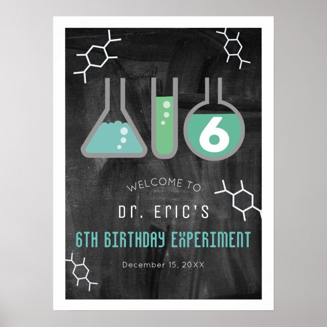 Science Experiment Chalkboard Gr Birthday Welcome Poster (Front)
