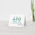 Science Experiment Green Boy Birthday Thank You Card<br><div class="desc">This cool "birthday experiment" boy's science birthday thank you card features a white background with flasks,  and a test tube in green. Personalize for your needs. You can find matching products at my store.</div>