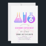Science Experiment Neon Pink Adenine Girl Birthday Invitation<br><div class="desc">This cool  "birthday experiment" girl's science birthday party invitation features a white background with flasks,  and a test tube. The reverse side features a neon pink background with the molecule patterns of adenine. Personalize for your needs. You can find matching products at my store.</div>