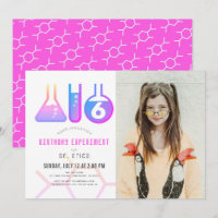 Science Experiment Neon Pink Girl Photo Birthday