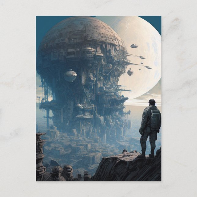Science Fiction Alien City Landscape Sci Fi Postcard (Front)