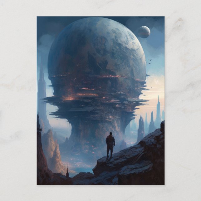 Science Fiction Alien City Landscape Sci Fi Postcard (Front)