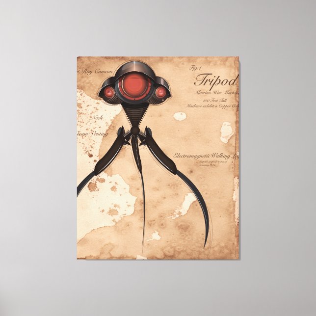 Science Fiction Alien Tripod Attack! Canvas Print (Front)