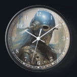 Science Fiction Alien Wearing Helmet Mask Clock<br><div class="desc">Fantasy art products by The Lunarium.</div>