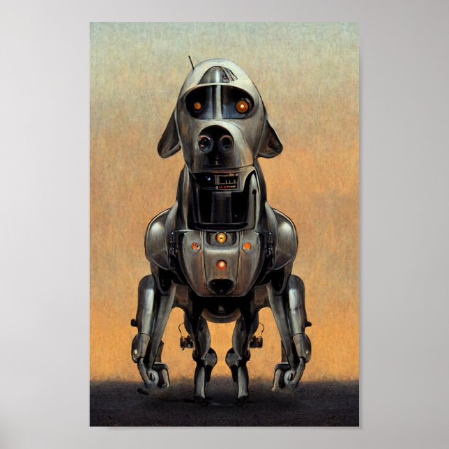 Science Fiction Art | Portrait of a Robot Dog Poster (Front)