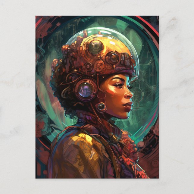 Science Fiction Black Woman Afrofuturism Postcard (Front)
