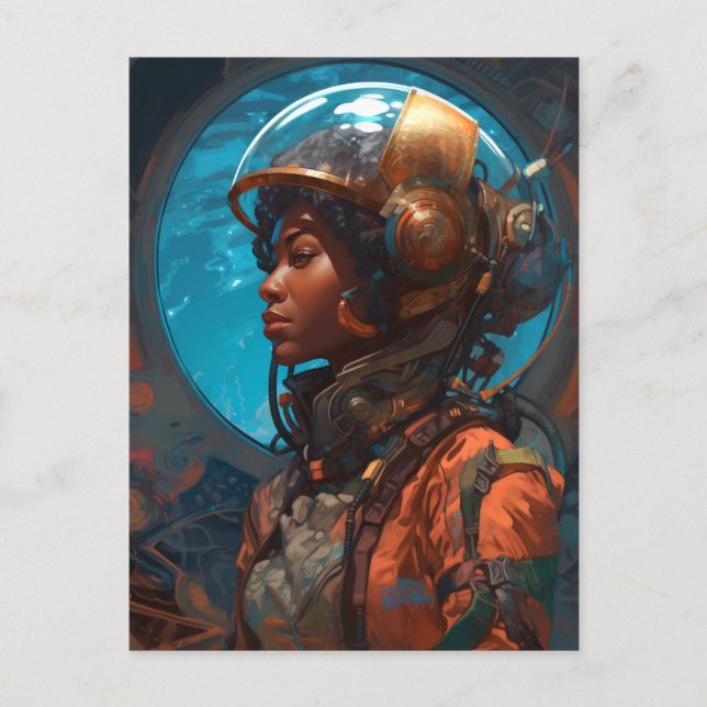 Science Fiction Black Woman Afrofuturism Postcard (Front)