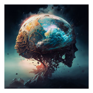 Science Fiction Brain Poster