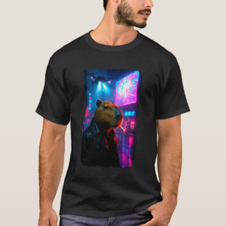Science Fiction Capybara Noir Detective Futuristic T-Shirt