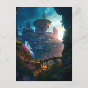 Science Fiction City Landscape Sci Fi Postcard