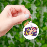 Science Fiction Creature Keychain<br><div class="desc">This design is a science fiction creature. The creature has one eye and is set on a colourful background. This science fiction creature design looks great on this Keychain</div>