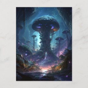 Science Fiction Fantasy Mushroom Cavern City Postcard