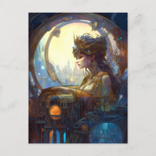 Science Fiction Fantasy Sci-Fi Art Nouveau Lady Postcard